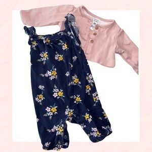 Carter's Pink and Navy Floral Kids Matching Set